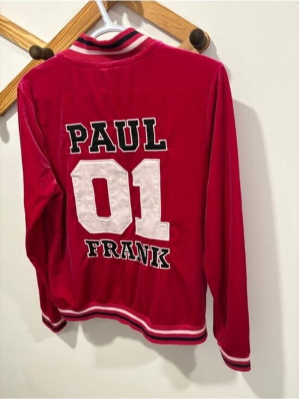 VINTAGE Paul Frank Julius the Monkey pink velour zip-up hoodie - Picture 7 of 7